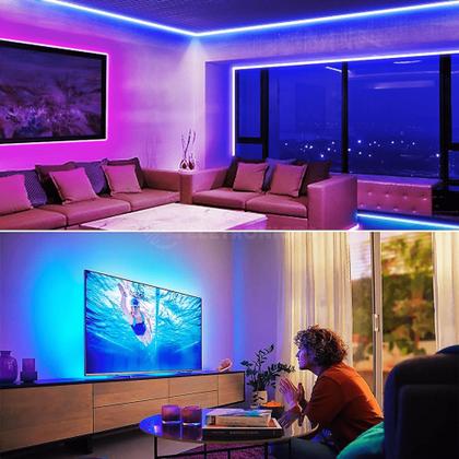 Imagem de Fita LED Acionamento Bluetooth Com 300 LEDs 5050 RGB Controle APP Com 5 Metros DY8798