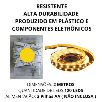 Imagem de Fita Led Adesivo 2m Metros Sem Fio com 120 Luzes Decoração