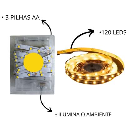 Imagem de Fita Led Adesivo 2m Metros Sem Fio com 120 Luzes Decoração