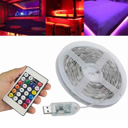 Imagem de Fita Led Aplicativo App Celular 5 Metros Cores RGB Controle Ajustavel Gesso Sanca Natal Decoraçao Sala Quarto Loja Fachada