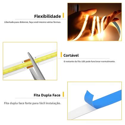 Imagem de Fita LED COB Dimmable Com Alimentação USB E Interruptor Touch Para Iluminação Interna Em Sala De