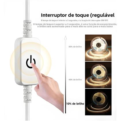 Imagem de Fita LED COB Dimmable Com Alimentação USB E Interruptor Touch Para Iluminação Interna Em Sala De