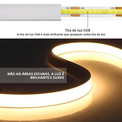 Imagem de Fita LED Dimmable Com Sensor De Toque USB, À Prova d'Água, COB Neon, Fita De Gel De Sílica Para DIY,