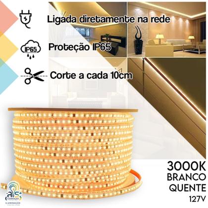 Imagem de Fita Led Direto Na Rede 127v Para Perfil Não Precisa de Fonte IP65 3M