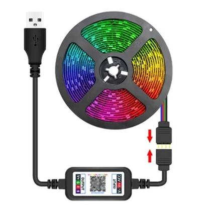 Imagem de Fita Led Inteligente 5050 Rgb 3m. 5v Usb Bluetooth Para Tv Pc