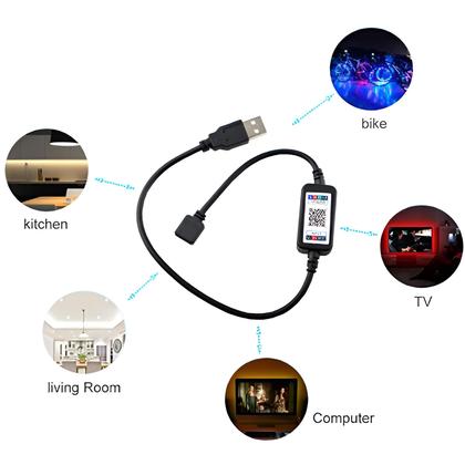 Imagem de Fita Led Inteligente 5050 Rgb 3m. 5v Usb Bluetooth Para Tv Pc
