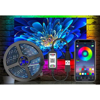 Imagem de Fita Led Inteligente 5050 Rgb 3m. 5v Usb Bluetooth Para Tv Pc