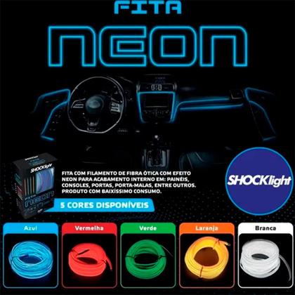 Imagem de Fita LED Neon 2 Metros para Painel Automotivo Luz Interna Carro Tuning Varias Cores - Shocklight
