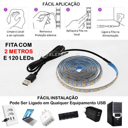 Imagem de Fita LED Neon Ultravioleta 2 Metros 120 LEDs USB Super Brilhante Casa, Bar e Balada - 194887