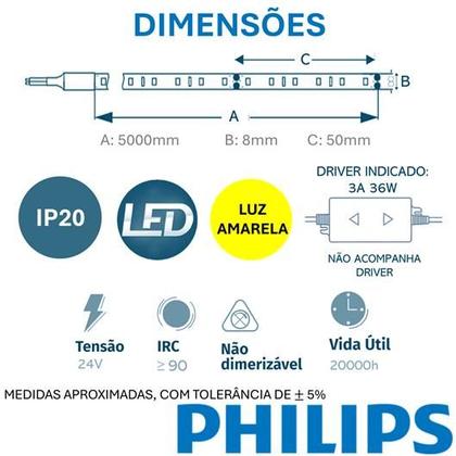 Imagem de Fita Led Philips COB 5 Metros 8.5w 24v Luz Quente 3000k 720lm/m