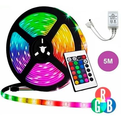 Imagem de Fita Led Rgb 3528 300 Led 5m Colorida C/silicone + Controle