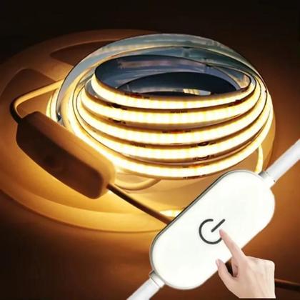 Imagem de Fita LED USB Dimmable 5V 320LEDs/M COB Com Sensor De Toque Para Iluminação Noturna Em Espelhos, TVs