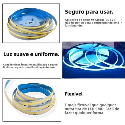 Imagem de Fita LED USB Dimmable 5V 320LEDs/M COB Com Sensor De Toque Para Iluminação Noturna Em Espelhos, TVs