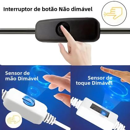 Imagem de Fita LED USB Dimmable 5V 320LEDs/M COB Com Sensor De Toque Para Iluminação Noturna Em Espelhos, TVs