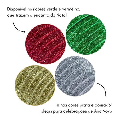 Imagem de Fita Lurex Esponjada Glitter Kit Natal 4m 10mm Escolha Cor
