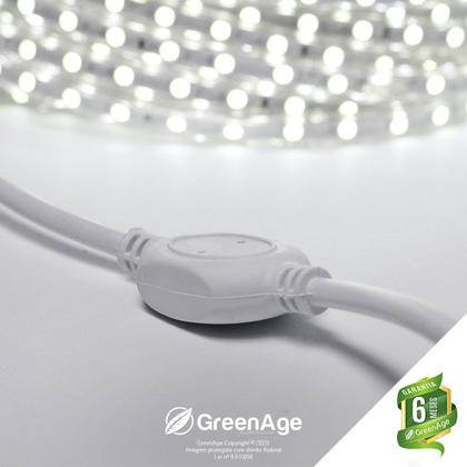 Imagem de Fita Mangueira Led 5050 Branco Frio 220v 12m + Adaptador