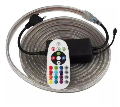 Imagem de Fita Mangueira Led Rgb 15m 5050 Ip68 Fonte + Controle 220v