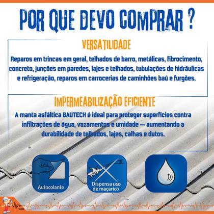 Imagem de Fita Manta asfáltica auto adesiva Aluminizada Vedatudo Bautech 30cm x 10mt