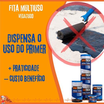 Imagem de Fita Manta asfáltica auto adesiva Aluminizada Vedatudo Bautech 30cm x 10mt