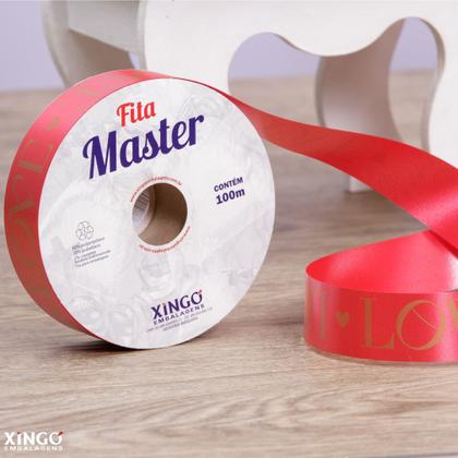 Imagem de Fita Master Decorada 3D Borgonha Ouro 32mm x 100m, Xingó.