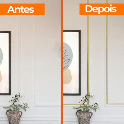 Imagem de Fita Metalizada Auto Colante PVC 6,5mm p Decoração de Móveis e Paredes Dourado 5M