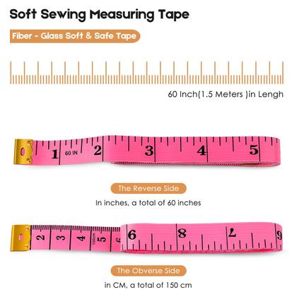Imagem de Fita métrica iBayam 60 cm Soft Fashion rosa e preta, pacote com 2