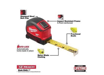 Imagem de Fita métrica Milwaukee Autolock 5m/16 pés com freio de bloqueio automático