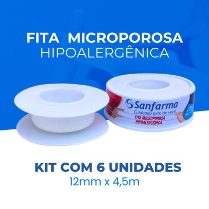 Imagem de Fita Microporosa Micropore Sanfarma Branco 12mm x 4,5m 6 Un