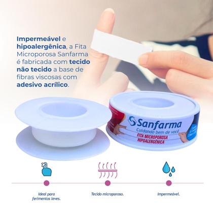 Imagem de Fita Microporosa Micropore Sanfarma Branco 12mm x 4,5m 6 Un