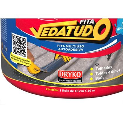 Imagem de Fita Multiuso Dryko Vedatudo Aluminio 10Cm X 10M