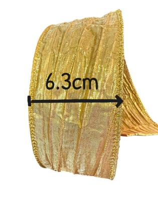 Imagem de Fita Natalina dourada brilhosa 6.3 x 10m para decoração