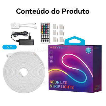 Imagem de Fita Neon Led 5m Flexível Fonte E Controle Rgb Mangueira