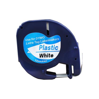 Imagem de Fita Plástica Refil Compatível com 91331 91201 Branca 12mm p/ Rotulador Dymo Letratag LT-100H LT-100T Plus Label Maker QX50 XR MT