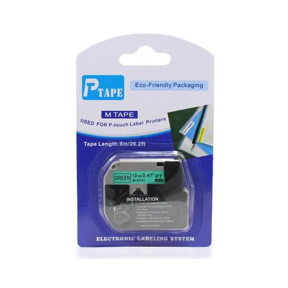 Imagem de Fita Refil Compatível M-731 MK-731 Verde 12mm p/ Rotulador Brother PT-65 PT-70 PT-80 PT-85 PT-90 PT-M95 PT-70BM PT-45 PT-55 PT-100 PT-110