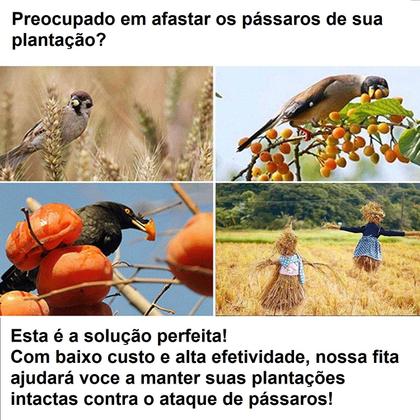 Imagem de Fita Repelente de Pássaros Pombos Plantações 45 Metros Refletiva