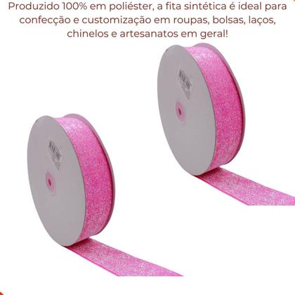 Imagem de Fita sintetica com glitter 38mm em poliester com 18 metros