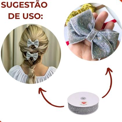 Imagem de Fita sintetica com glitter 38mm em poliester com 18 metros