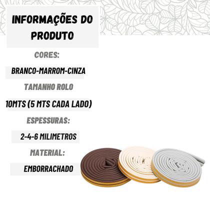 Imagem de Fita Veda Fresta Porta Janela Adesiva 2mm 4mm 6mm Rolo 10 mts