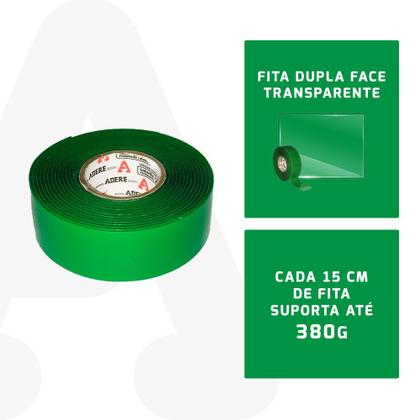 Imagem de Fita verde forte dupla face transparente adere 09mmx2m