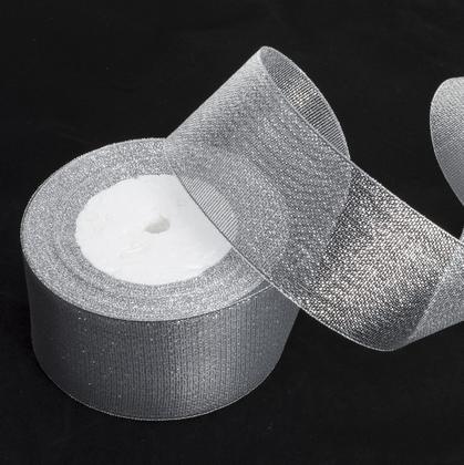 Imagem de Fita YASEO Silver Glitter 2 polegadas de largura 25 jardas de comprimento