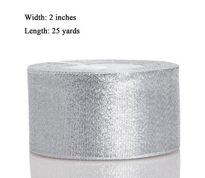 Imagem de Fita YASEO Silver Glitter 2 polegadas de largura 25 jardas de comprimento