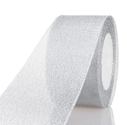 Imagem de Fita YASEO Silver Glitter 2 polegadas de largura 25 jardas de comprimento