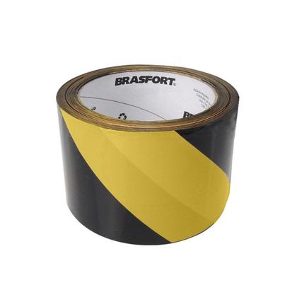 Imagem de Fita Zebrada Adesiva para Demarcação de Solo 48mm x 14m Brasfort