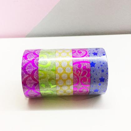 Imagem de Fitas Adesivas Colorida Washi Tape - 5peças Papelaria Coreana Japonesa