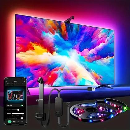 Imagem de Fitas LED RGB Inteligentes Para Iluminação De TV Com Sensor De Câmera, Controle Por Aplicativo E