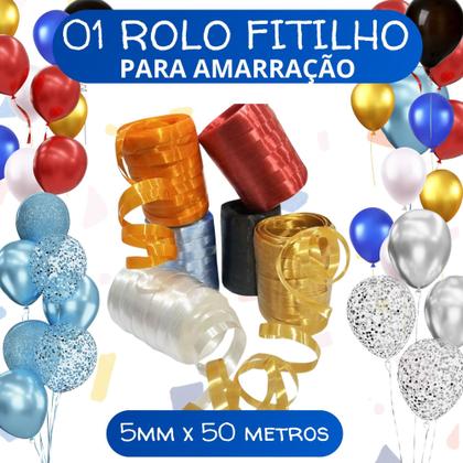 Imagem de Fitilho Rolo para Embalagens e Presentes Prático e Versátil 01 Unid Cores Brilhantes