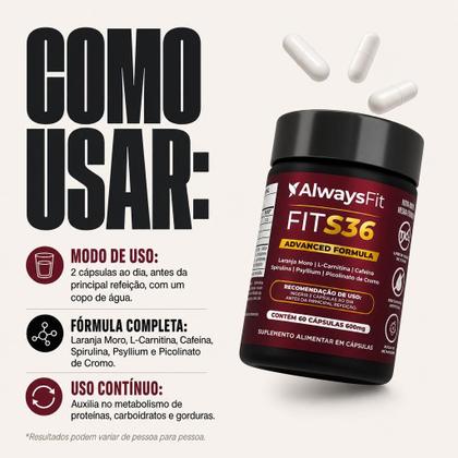 Imagem de Fitslim FitS36  Cafeína, Carnitina, Psyllium, Cromo e Spirulina  60 Cápsulas