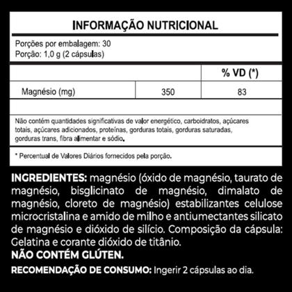 Imagem de Five Magnesium 5 Magnésio Óxido Taurato Quelato Bisglicinato Cloreto 60 cápsulas - Alisson Nutrition