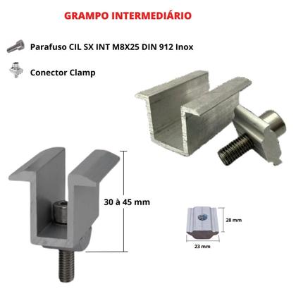 Imagem de Fixador Grampo Middle Clamp Linha C Placa Painel Solar Kit 6