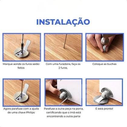 Imagem de Fixador Trava Porta Magnético Prendedor Inox